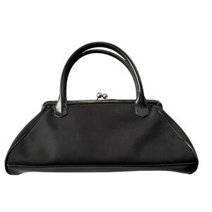 Vtg Valerie Stevens Triangle Black Purse Double Handle Coin Bag Credit Card Slot